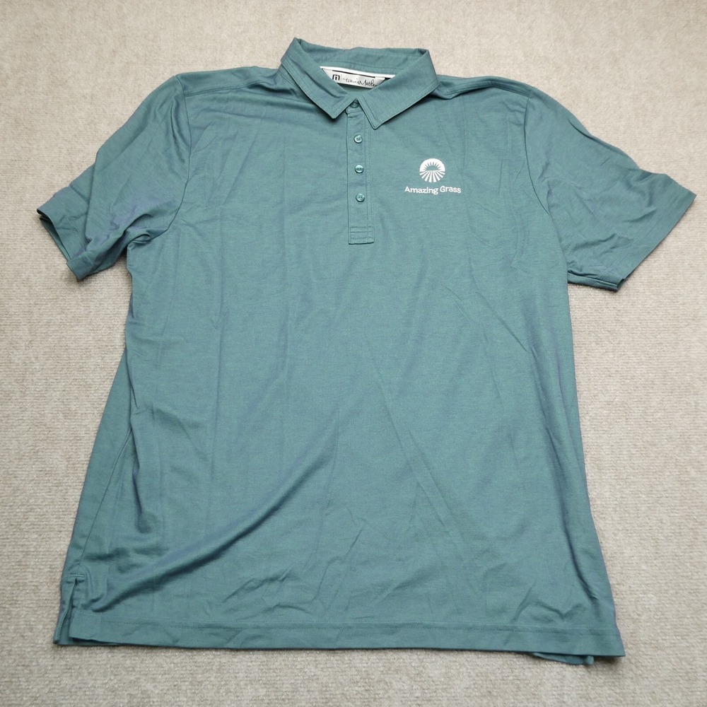 Travis Mathew Polo Shirt Prestige 77 'The Ten Year' Adult XL Indigo Spruce Green